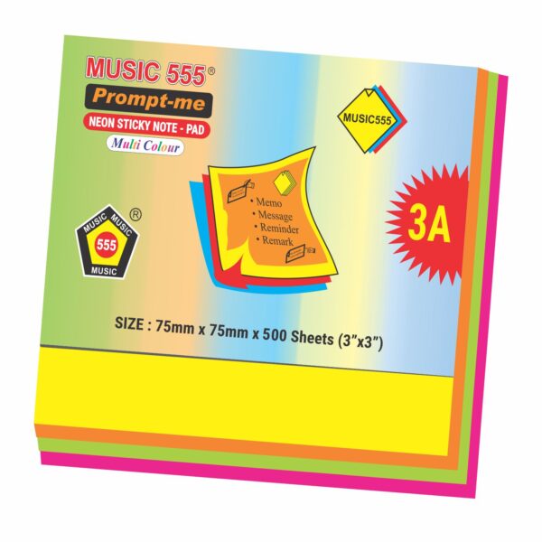 3X3 PROMPT-ME (NEON) MULTI STICKY NOTE PAD (500 SHEETS) - Image 2