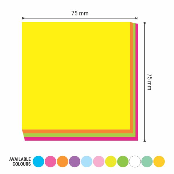 3X3 PROMPT-ME (NEON) MULTI STICKY NOTE PAD (500 SHEETS) - Image 3