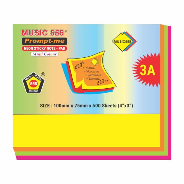 4X3 PROMPT-ME (NEON) MULTI STICKY NOTE PAD (500 SHEETS)