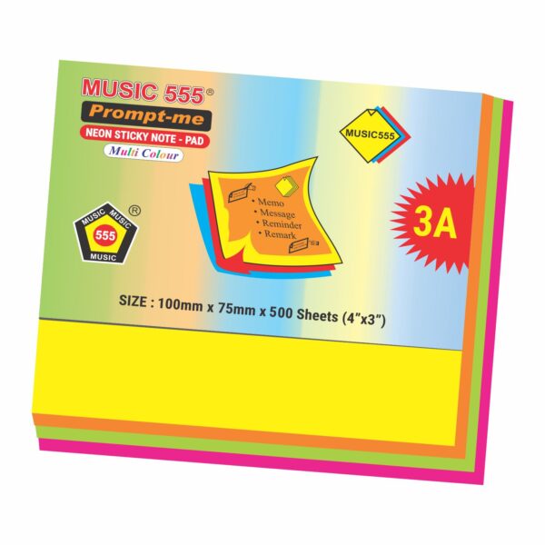 4X3 PROMPT-ME (NEON) MULTI STICKY NOTE PAD (500 SHEETS) - Image 2