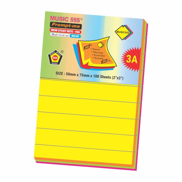 2X3 PROMPT-ME NEON (MULTI RULED) STICKY NOTE PAD - Image 2