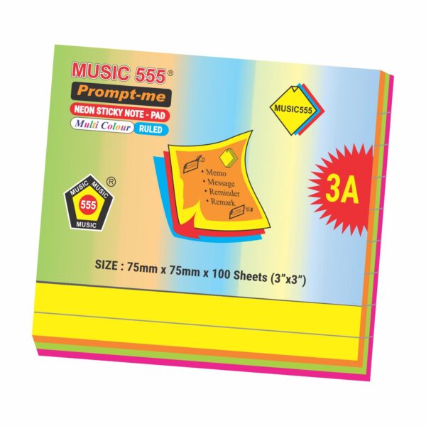3X3 PROMPT-ME NEON (MULTI RULED) STICKY NOTE PAD - Image 2