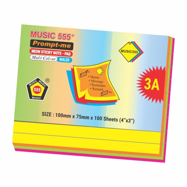 4X3 PROMPT-ME NEON (MULTI RULED) STICKY NOTE PAD - Image 2