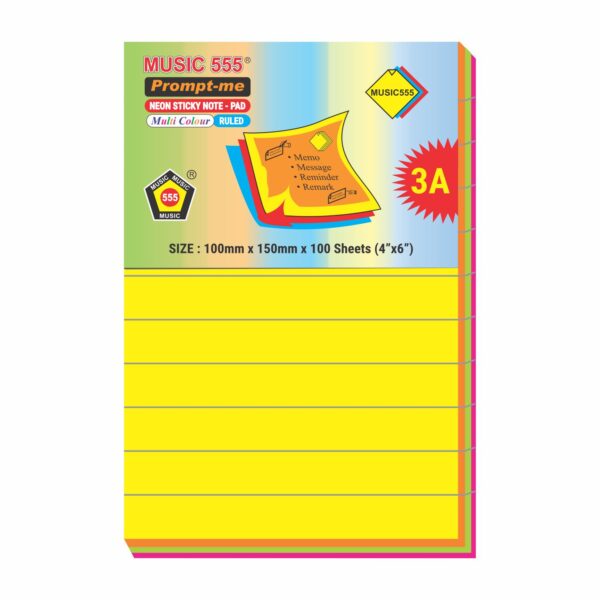 4X6 PROMPT-ME NEON (MULTI RULED) STICKY NOTE PAD