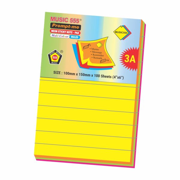 4X6 PROMPT-ME NEON (MULTI RULED) STICKY NOTE PAD - Image 2