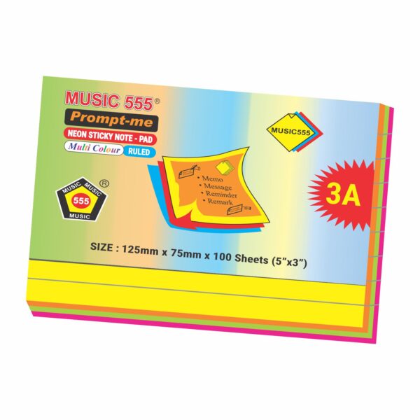 5X3 PROMPT-ME NEON (MULTI RULED) STICKY NOTE PAD - Image 2