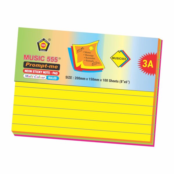 8X6 PROMPT-ME NEON (MULTI RULED) STICKY NOTE PAD - Image 2