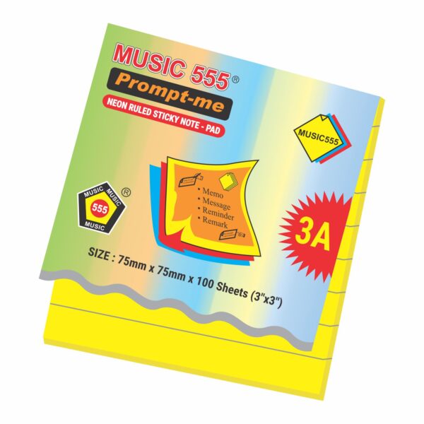 3X3 PROMPT-ME NEON (RULED) STICKY NOTE PAD - Image 2