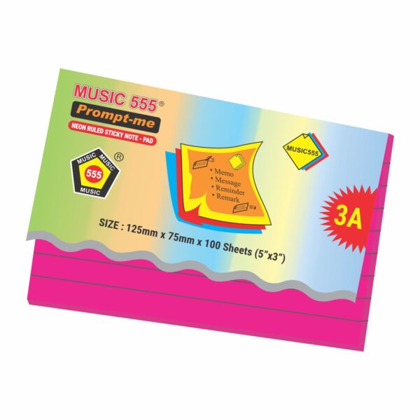 5X3 PROMPT-ME NEON (RULED) STICKY NOTE PAD - Image 2