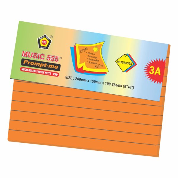 8X6 PROMPT-ME NEON (RULED) STICKY NOTE PAD - Image 2