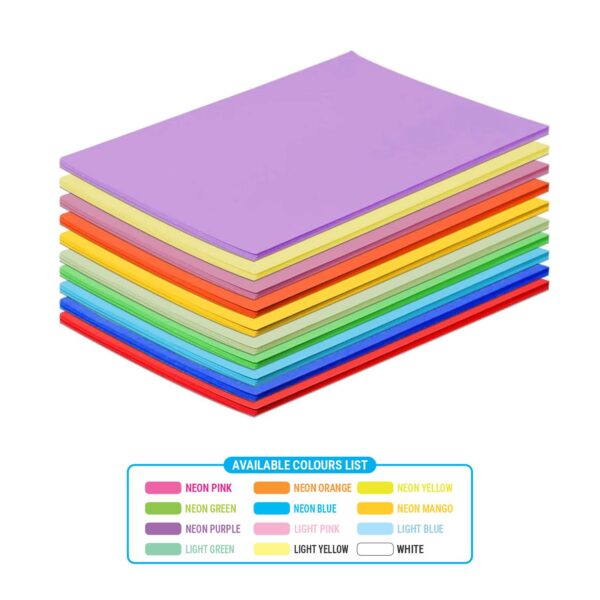 A/4 PREMIUM BRIGHT PASTEL MULTI COLOUR PAPER - Image 2