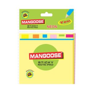 3X3 MANGOOSE NEON MULTI STICKY NOTE PAD