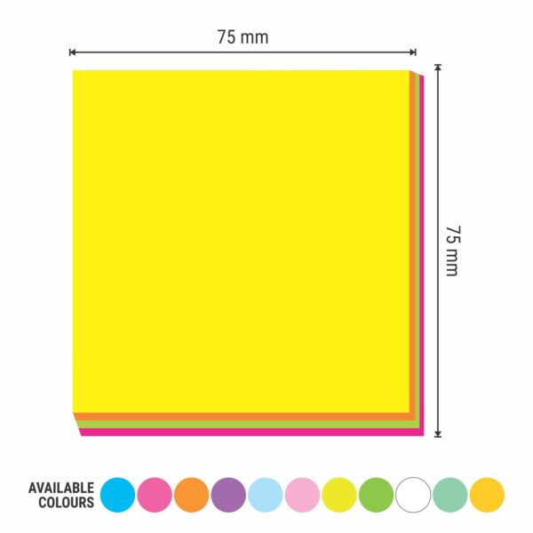 3X3 MANGOOSE NEON MULTI STICKY NOTE PAD - Image 3